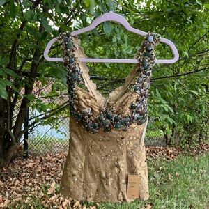 Y2k 2000s sequin deadstock vintage designer gold stone mermaidcore corset